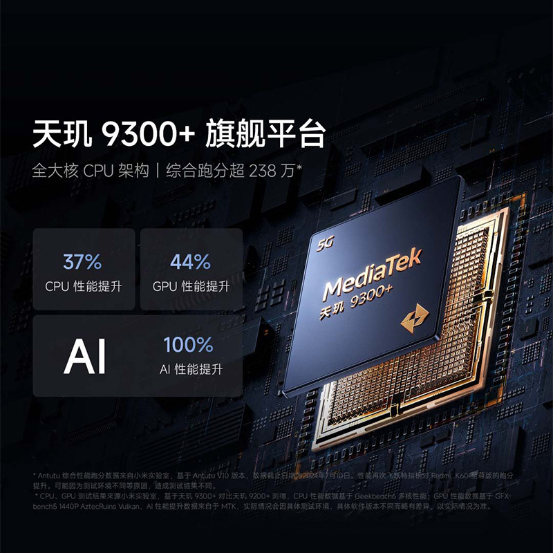 小米Redmi K70至尊版 天玑9300+IP68 新一代1.5K屏 澎湃OS 12GB +512GB 墨羽黑 红米5G手机 SU7 小米汽车互联 AI手机