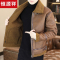恒源祥皮毛一体外套男冬季2025新款羊羔毛翻领铺棉外套男士加绒皮夹克