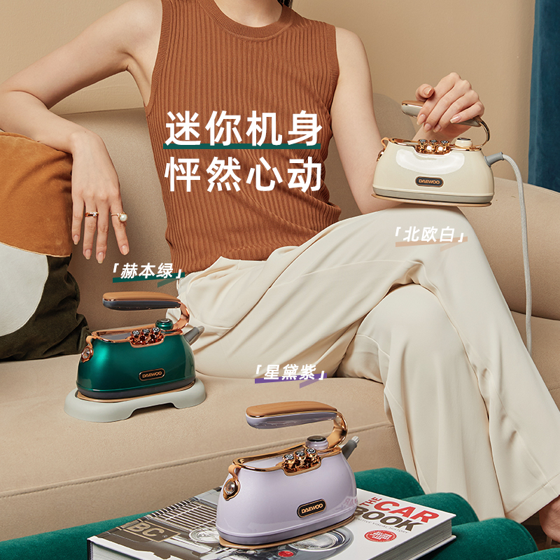 大宇(DAEWOO)挂烫机家用手持熨烫机 蒸汽电熨斗 旅游出差便携式小型除菌自清洁烫衣机HI-036 北欧白高清大图