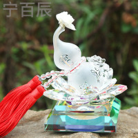 车载太阳能转运莲花水晶观音座车饰创意摆件精美高档汽车饰品摆