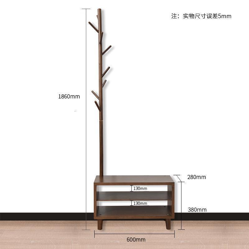 家用实木换鞋凳衣帽架组合一体多功能衣架鞋凳挂衣架口衣服架子_1_894 胡桃色600mm