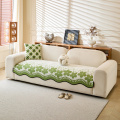 异形沙发垫防滑坐垫新款四季通用雪尼尔坐垫一片式盖布巾垫子_121 70*90cm 白底绿