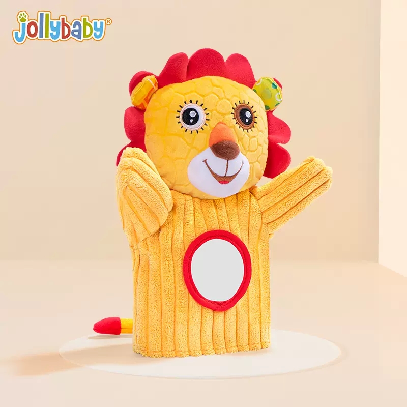 jollybaby 安抚玩偶婴儿可啃咬安抚巾公仔宝宝可入口睡眠手偶1663 JB手偶-狮子（抽条）