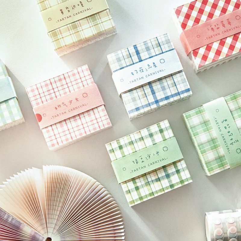 格子便签纸jk便签 ins可爱无粘性手帐便签纸可撕打卡便签本小本子