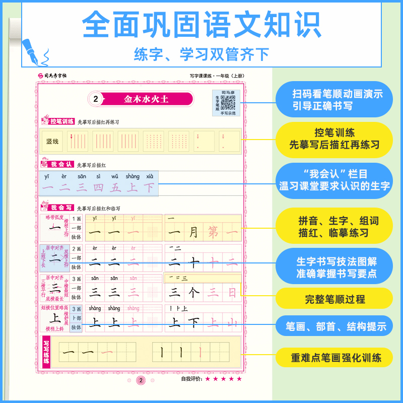 英语[五年级·下册] [正版]小学生写字可课课练一二年级三四五六年级上册下册语文英语人教版同步楷书字帖人教版寒假钢笔临摹