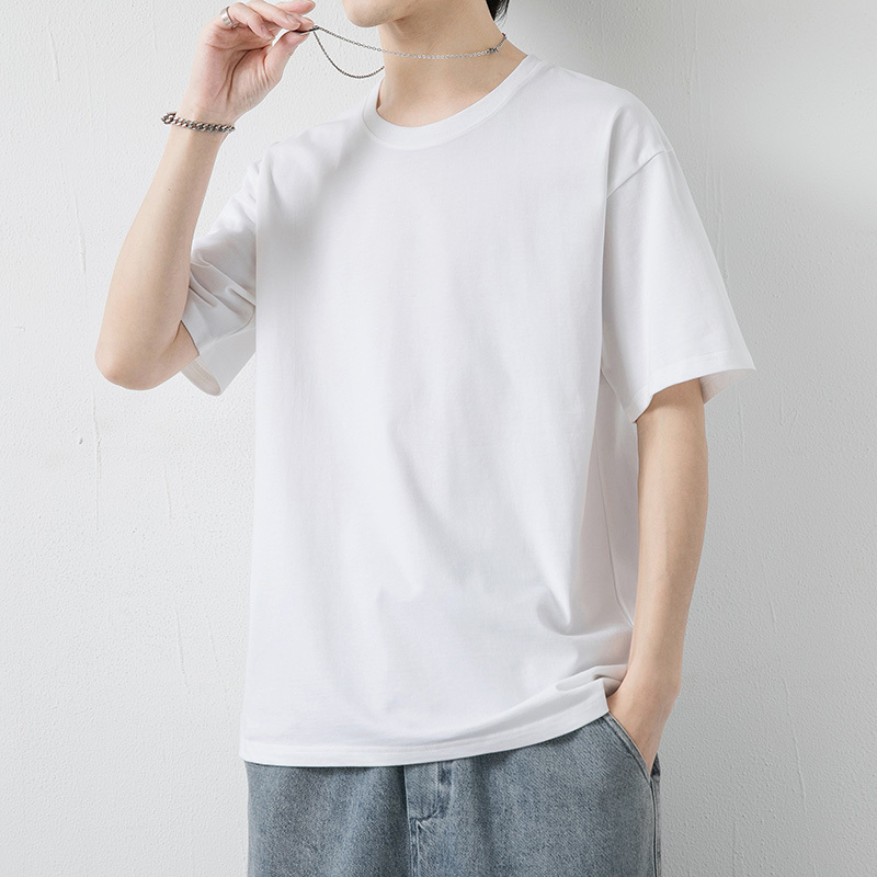 爷特yete纯棉短袖t恤男港风宽松t恤小落肩精梳棉加大码12色高品质短袖