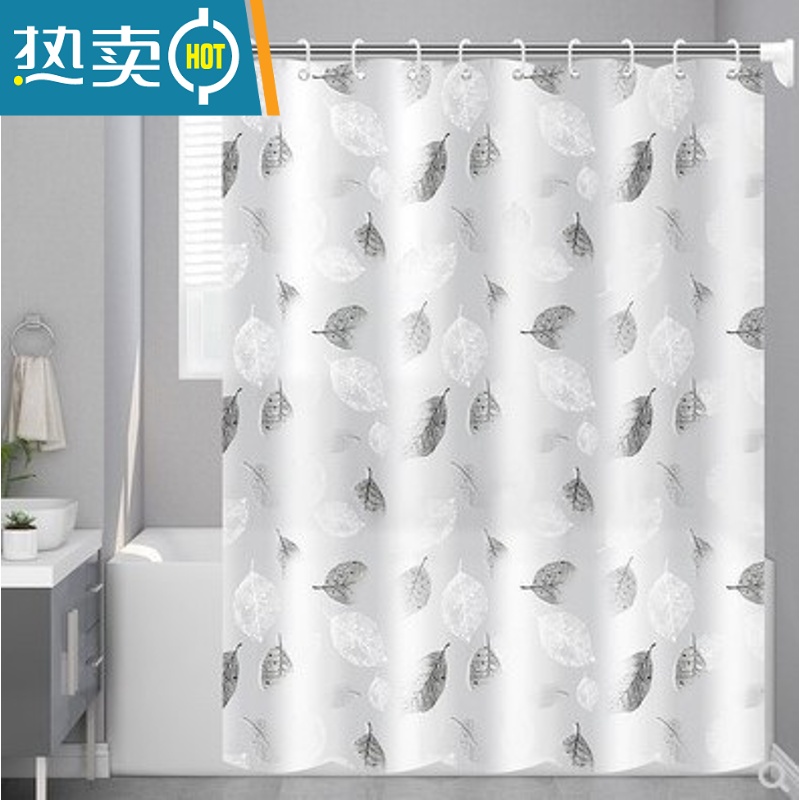 敬平浴帘防水 pvc塑料淋浴房卫生间干湿分离免打孔洗澡隔断帘高清大图