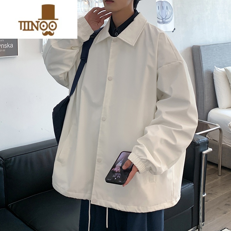 YANXU外套男士ins潮牌港风翻领工装青少年长袖宽松男款夹克上衣高清大图