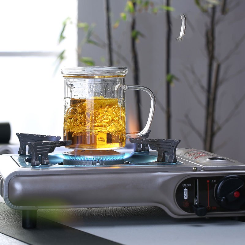 趣涉家居 家用加厚玻璃杯子花茶杯水杯可爱带盖把茶杯办公室过滤泡茶杯家居器皿生活日用水具杯具