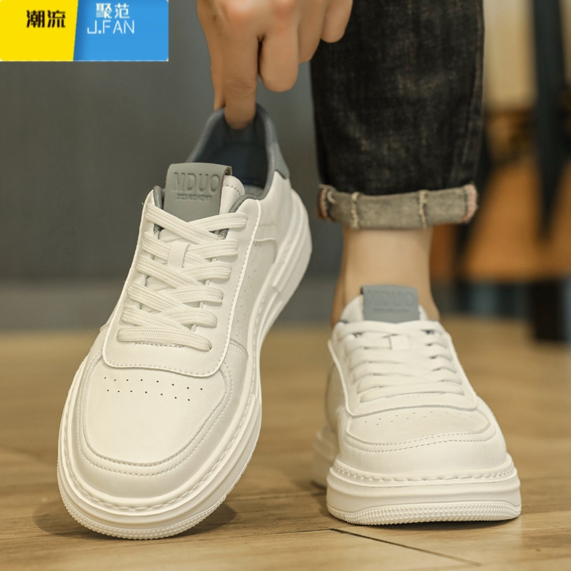 聚范小白男鞋2024新款夏季透气潮流百搭男款休闲皮鞋男士白鞋运动板鞋高清大图