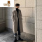 YANXU韩系男装风衣外套秋季痞帅感小众设计2023新款英伦大衣中长款