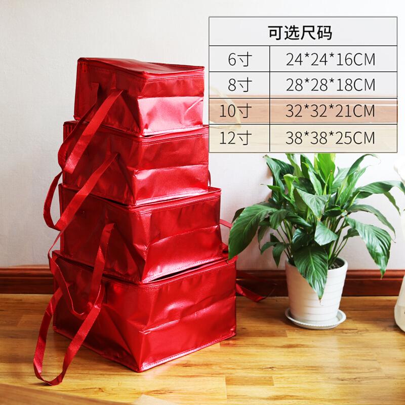 18新款时尚现货定制无纺布铝箔保温袋冰袋保温包冰包便当袋便当包饭盒便当保温手提包10个藕色红加高40*40*45