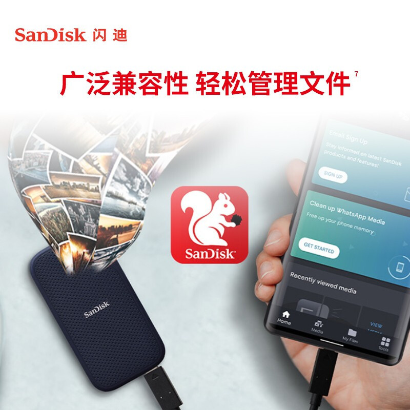闪迪(SanDisk) 1TB Type-c 移动硬盘 速度 1050MB/S
