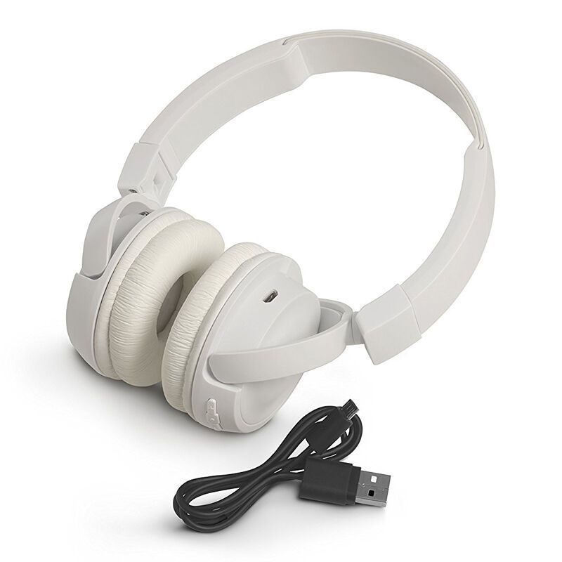 JBL T450BT 无线蓝牙运动耳机 便携头戴式重低音HIFI音乐耳机 可折叠运动带耳麦通话耳机 白色