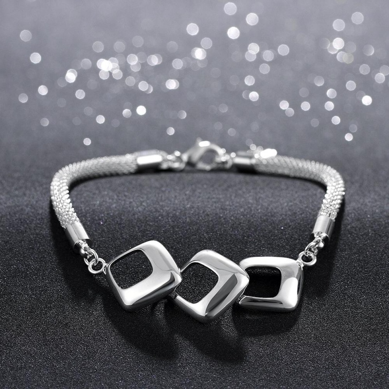 H359Fashion Bracelet 时尚三棱形手链欧美外贸镀925纯银女首饰送女朋友七夕情人节礼物