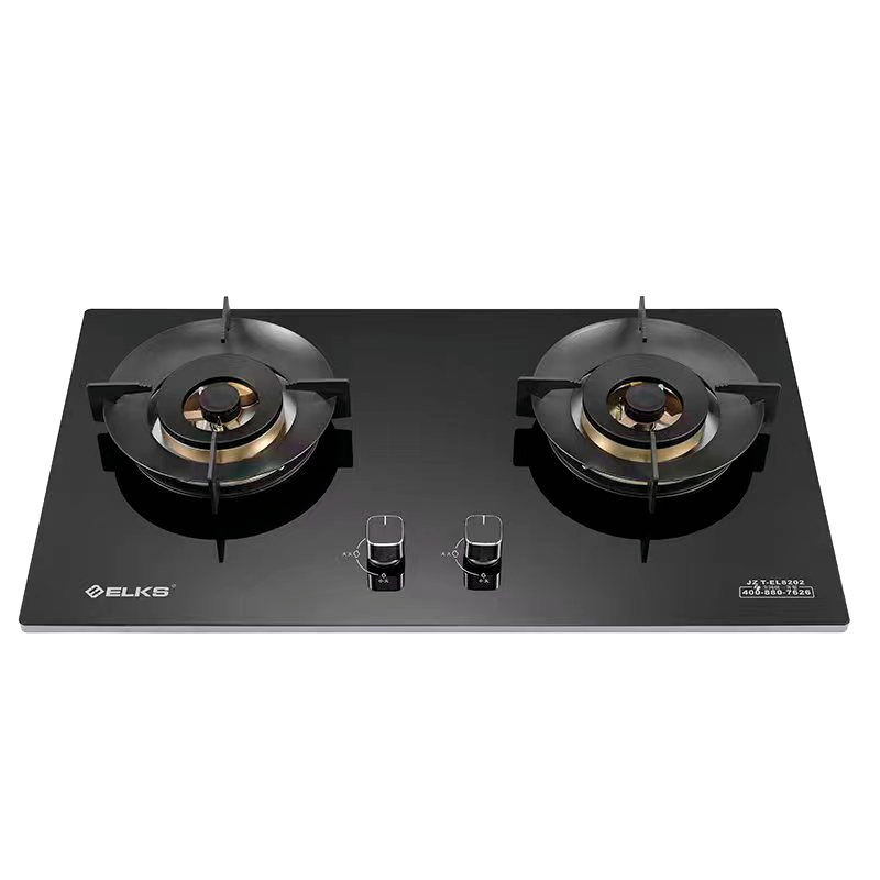 ELKS燃气灶EL8202 家用台嵌两用灶具 钢化玻璃面板 纯铜火盖 防风炉架