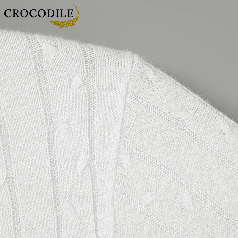 鳄鱼恤CROCODILE 男士亲肤绞花肌理贴身T恤上衣针织衫高清大图