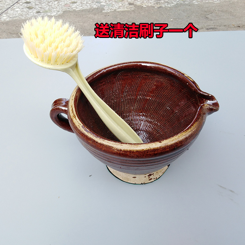 老式陶瓷擂钵剁辣椒捣蒜器擂茶钵擂椒皮蛋米糊研磨器镭钵家用 敬平 捣蒜擂辣皮蛋擂钵擂棒一套研磨碗(碎物器)高清大图