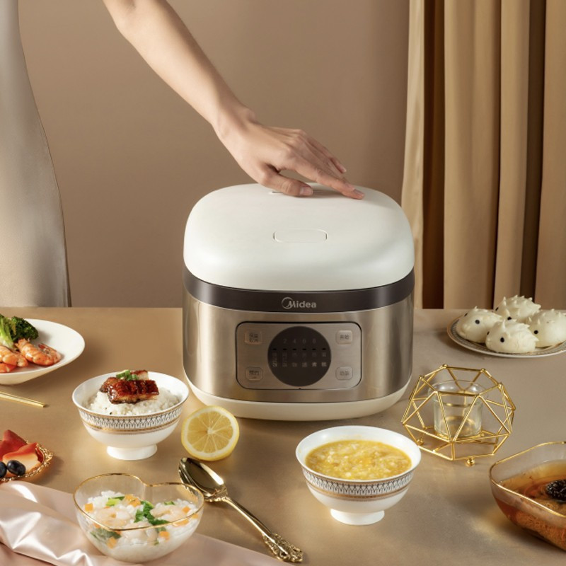 美的(Midea)智能电饭煲电饭锅3-8人家用4L预约匠铜聚能釜内胆快速饭蒸煮米饭锅 [4L金属拉丝机身]蛋糕烘焙款