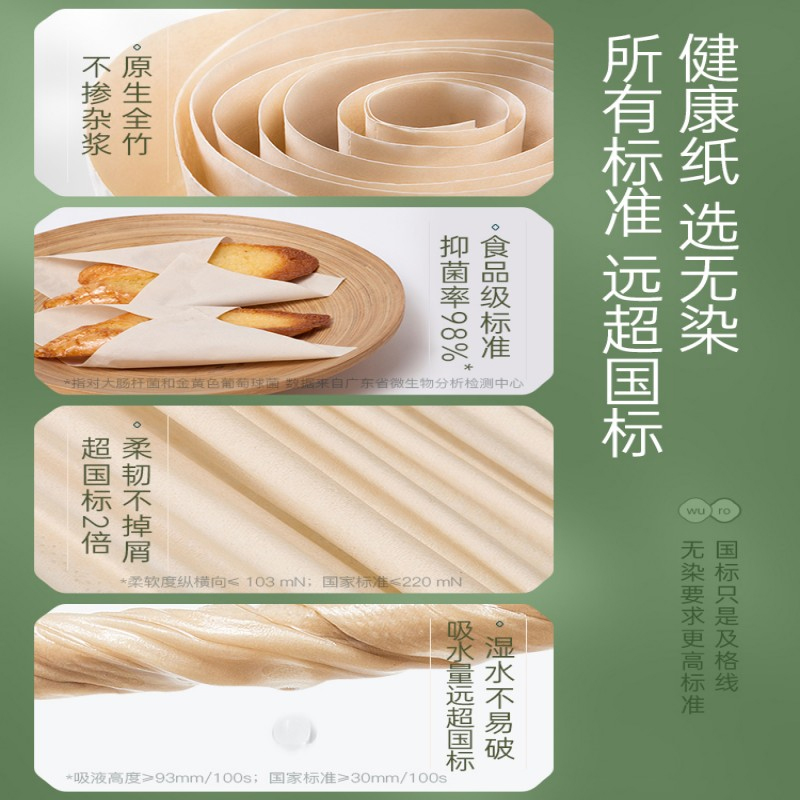 无染天然抑菌竹纤维抽纸WR001 162*190mm*4层 四张/抽 115抽/包 4包/提,5提20包/箱高清大图
