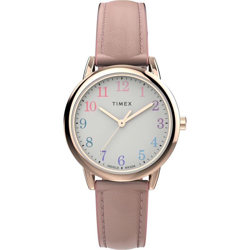 TIMEX/天美时女表简约经典大表盘石英防水复古黑面皮带表高清大图