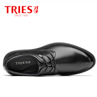 才子(TRiES)新款正装鞋 男士商务休闲鞋潮流系带耐磨皮鞋厚底牛皮德比鞋CZ1853