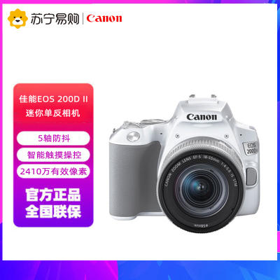佳能(Canon)EOS 200D II 迷你单反相机 18-55标准变焦镜头套装 白色