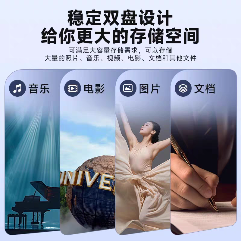 1TB 移动硬盘机械 双盘备份 清风Plus系列 USB3.0 2.5英寸 风雅黑 海量存储 手机连接 格纹设计高清大图