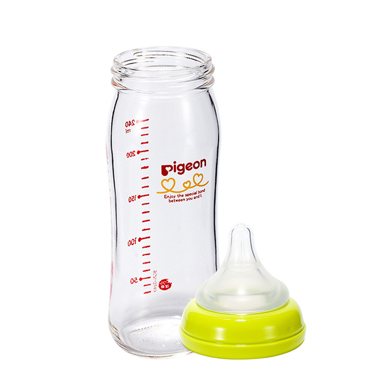 贝亲母乳实感 耐热玻璃奶瓶 淡绿色 240ml高清大图