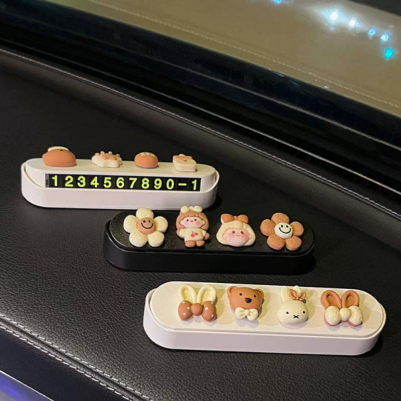 车载临时停车牌号码牌车上卡通创意摆件汽车移车挪车卡电话可爱女