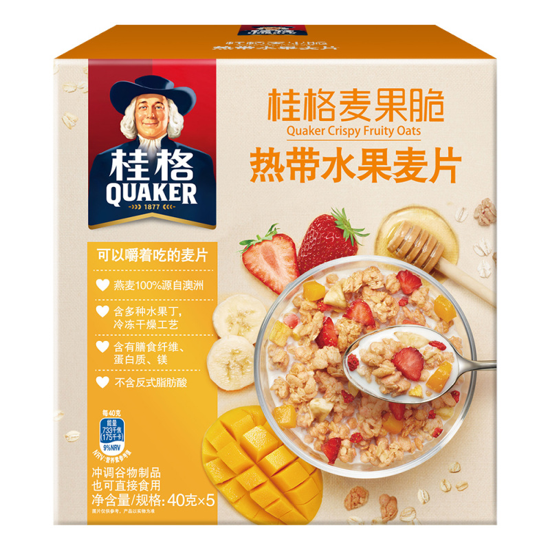 桂格麦果脆热带水果麦片-盒装 200G