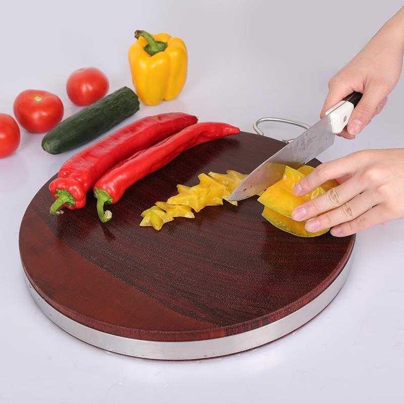 敬平(JING PING)越南铁木砧板实木圆形菜板厨房切菜板家用案板整木蚬木肉墩子 钢圈包边款直径42*4cm图片