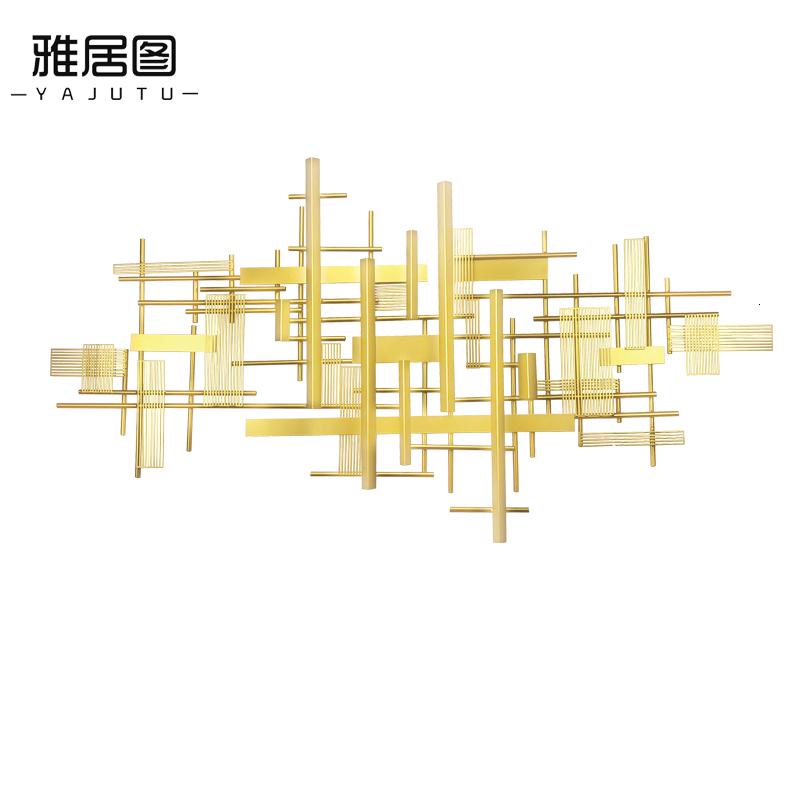 欧式金属铁艺壁挂轻奢沙发背景墙墙面装饰挂件创意几何墙饰挂饰 三维工匠 120*56cm壁饰高清大图