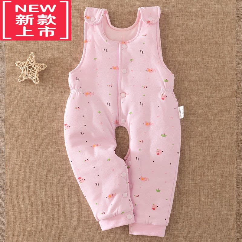 可莉允婴儿背带裤 男女宝宝加厚内穿保暖棉裤 儿童开裆长裤子秋冬季保暖裤图片