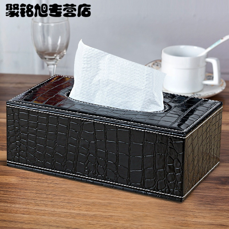 创意车用纸抽盒简约皮革餐巾抽纸盒家用纸巾盒大号欧式纸巾盒-纸巾盒咖色牛皮纹大号
