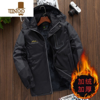 YANXU加绒加厚棉衣男外套冬季冲锋衣宽松男士棉袄休闲防风防水保暖棉服 5XL160-180斤左右 黑色防水款