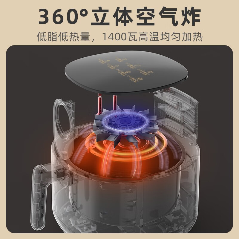 小熊(Bear)空气炸锅家用大功率无油烟低脂多功能电炸锅薯条机3.5L大容量 QZG-B14K5高清大图