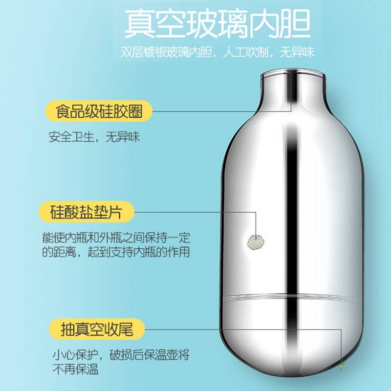 保温壶家用保温水壶大容量欧式暖水瓶小型暖壶玻璃内胆热水瓶暖壶 新年红 1000毫升 不喝隔夜水