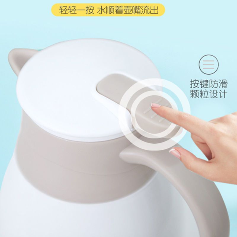家用保温壶保温水壶学生宿舍热水瓶暖壶大容量水壶玻璃内胆保温瓶 莫兰迪绿 [适合一人饮]1000毫升