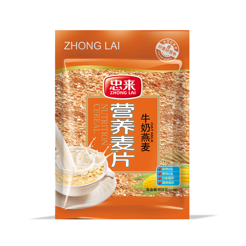 忠来营养麦片牛奶燕麦808g/袋