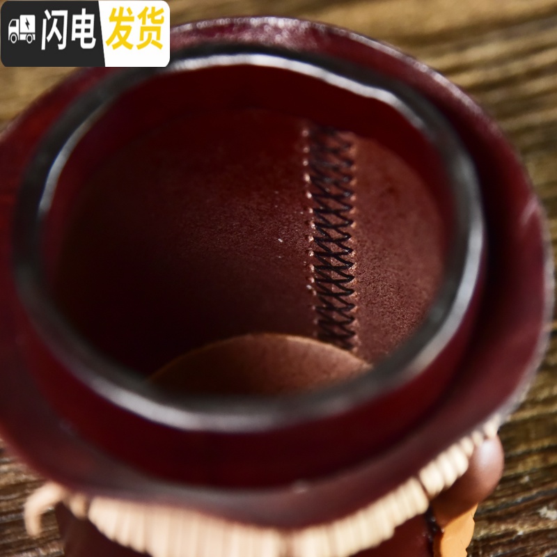 三维工匠原创设计手工植鞣牛皮笔筒办公创意全牛皮卡通笔桶桌面摆件收纳盒 鞋子笔筒棕色高清大图