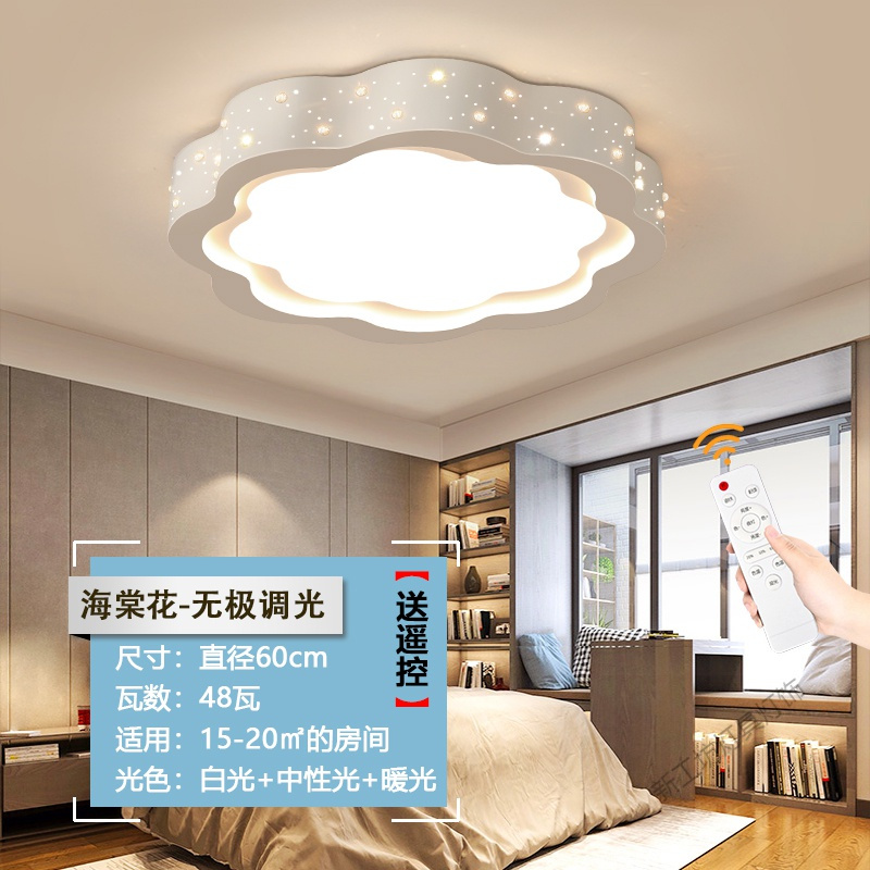 苏宁放心购 主卧室灯led吸顶灯北欧ins少女简约现代大气温馨浪漫儿童房间灯具