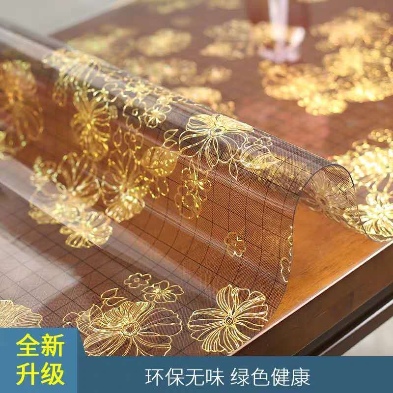 pvc餐桌布防水防烫防油茶几垫透明印花软玻璃水晶板桌垫可订制图片