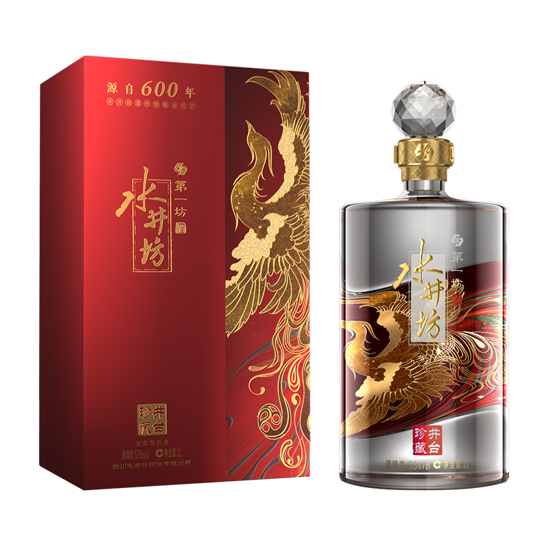 水井坊·井台珍藏(凤)53度1000ml 浓香型白酒单瓶礼盒装【价格图片品牌