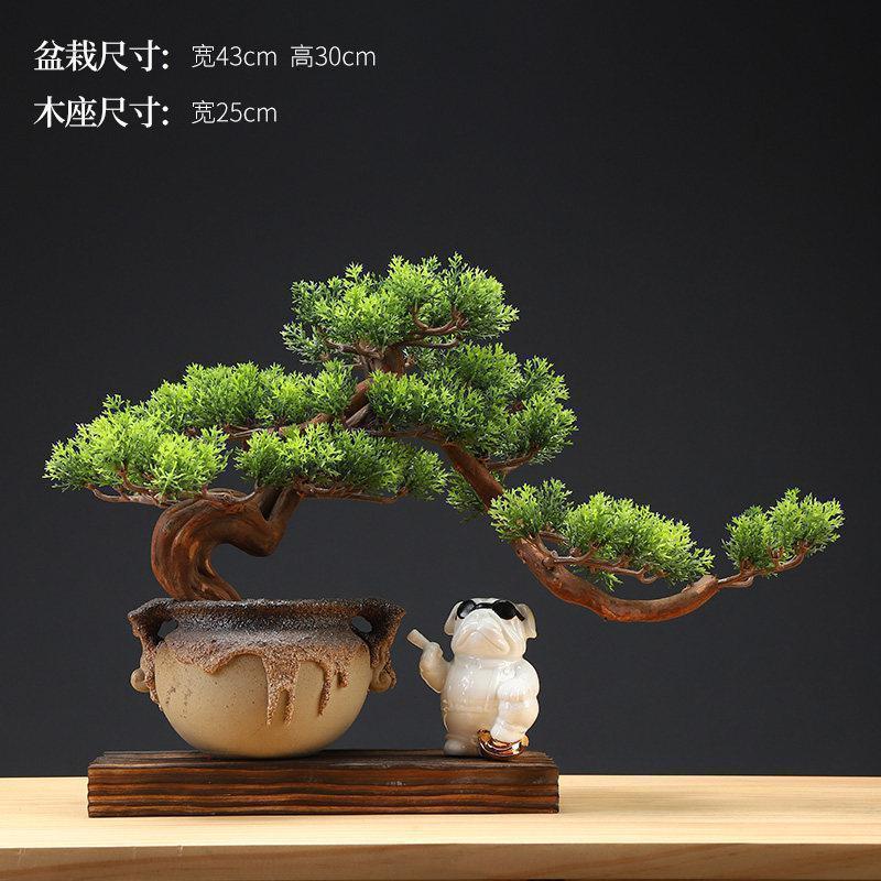 美帮汇新中式仿真盆景家居摆件客厅玄关软装装饰禅意盆景样板间饰品高清大图