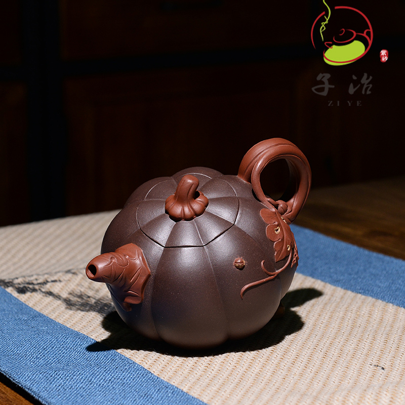 子冶双色南瓜壶Ⅰ原矿老紫泥宜兴紫砂壶茶具名家纯全手工茶具正品