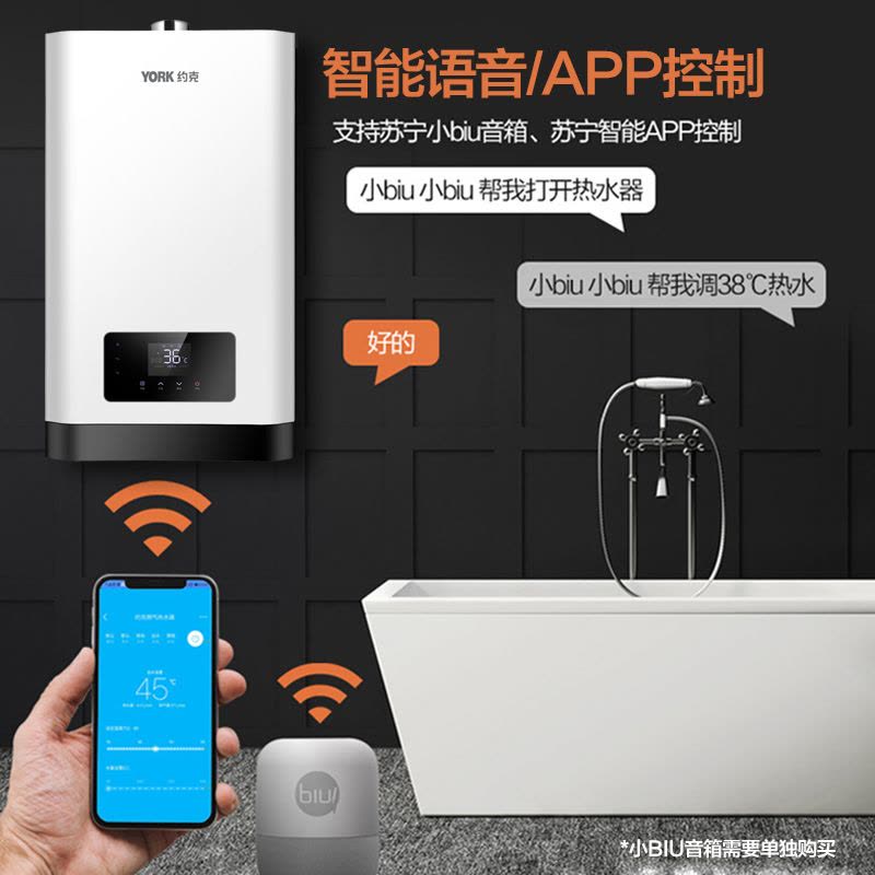 约克(YORK)13L燃气热水器JSQ25-13 YK-DS2水气双调天然气智能恒温防冻图片