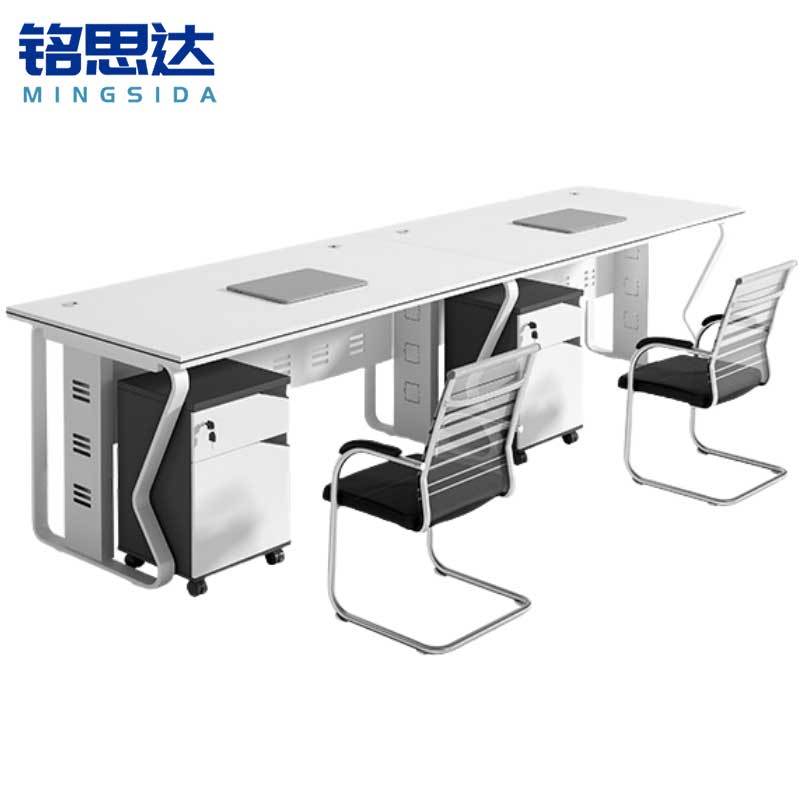铭思达屏风办公桌并排双人位含柜椅套