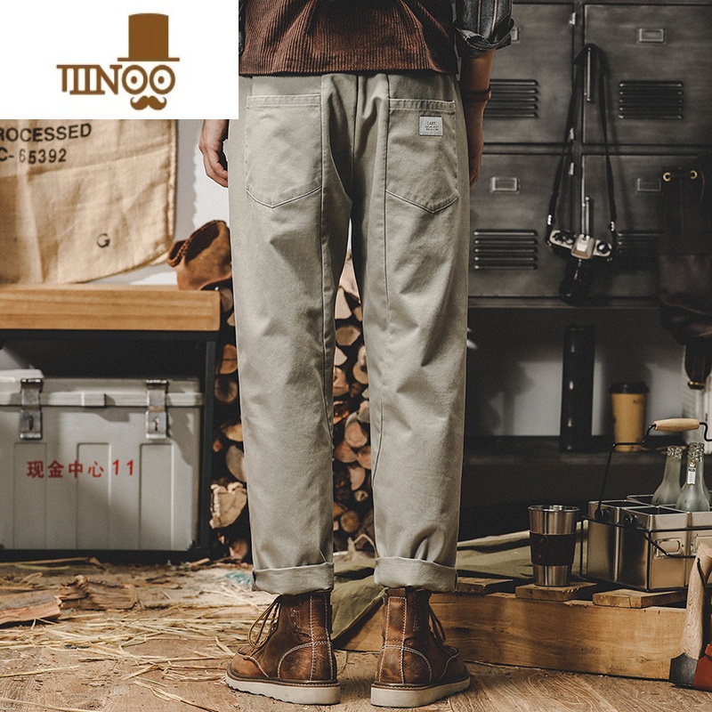 YANXU美式工装裤子男春季宽松直筒2023年新款休闲裤男百搭简约锥形长裤高清大图