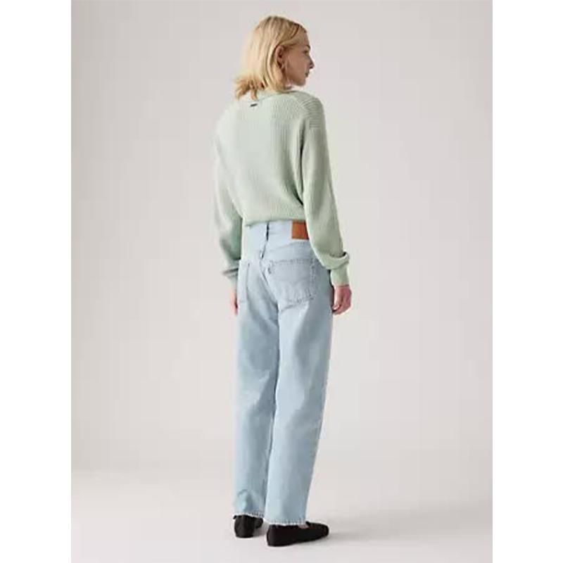 Levi’s女士高腰拼接宽松阔腿牛仔裤垂感显瘦棉质腰带环潮流裤子